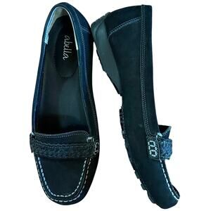 Abella Glena Black Suede Leather Loafers Women’s 8.5 Cushioned Comfort Flats